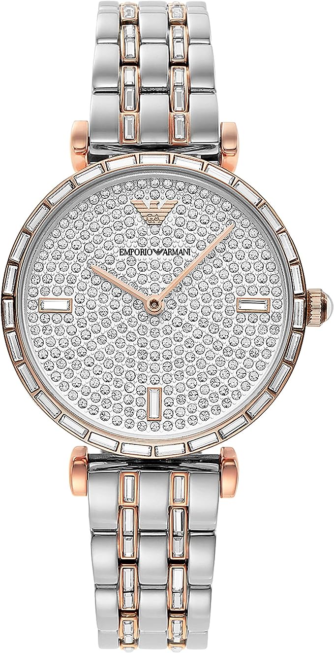 Emporio Armani Tweekleurig Kristal Vrouwen Horloge