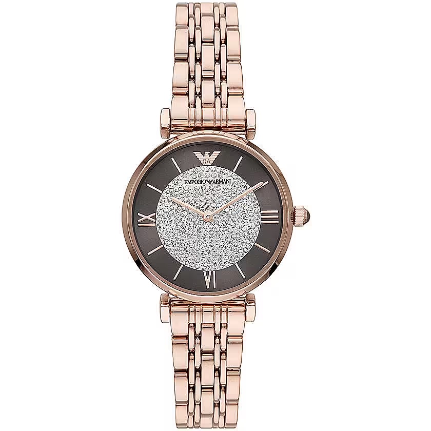 Emporio Armani Rose Gold Vrouwen Horloge Kristallen Wijzerplaat - AR11402