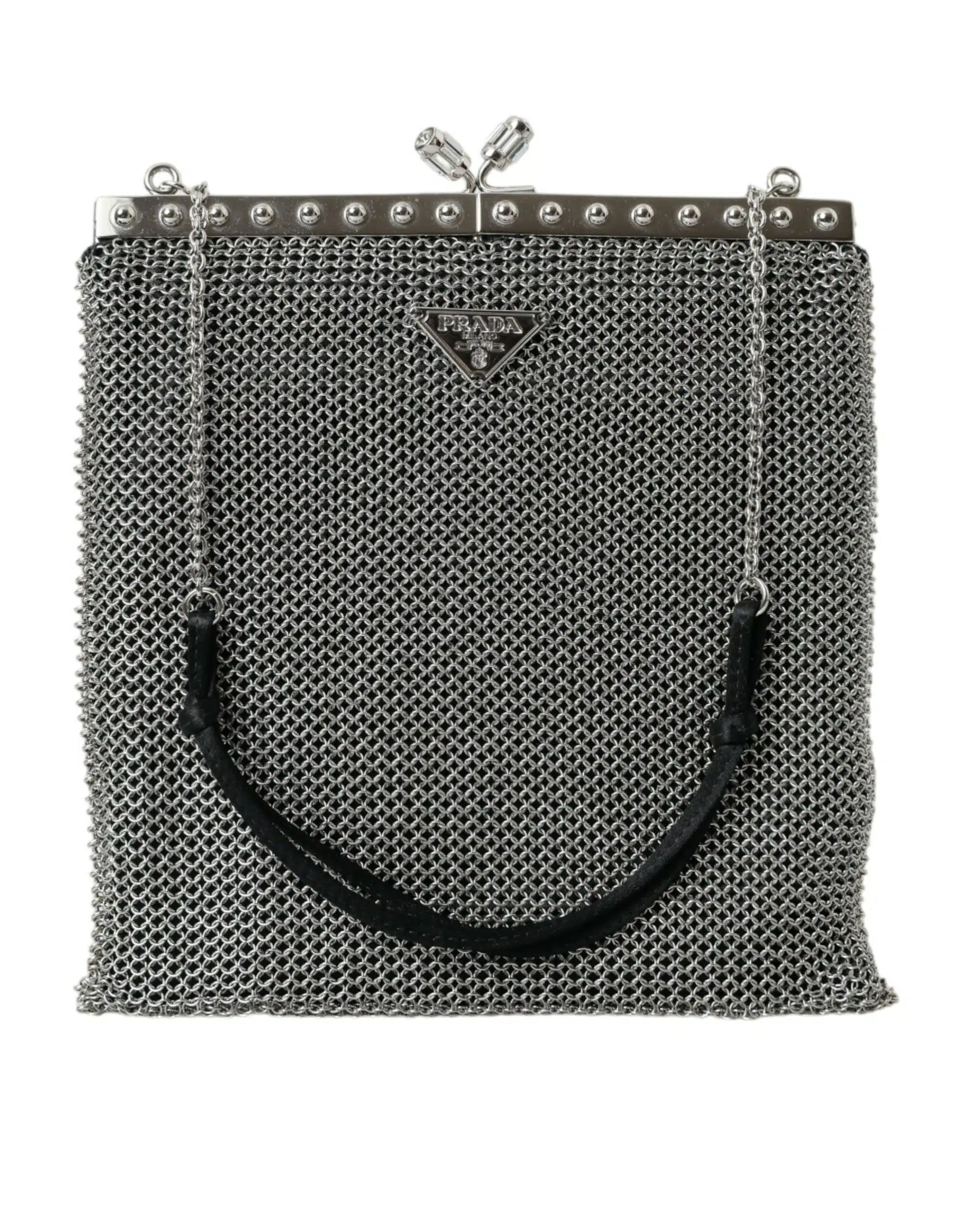 Prada Shoulder Bag Silver Mesh