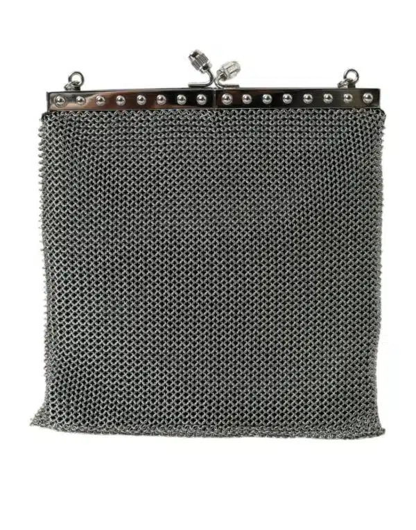 Prada Shoulder Bag Silver Mesh back