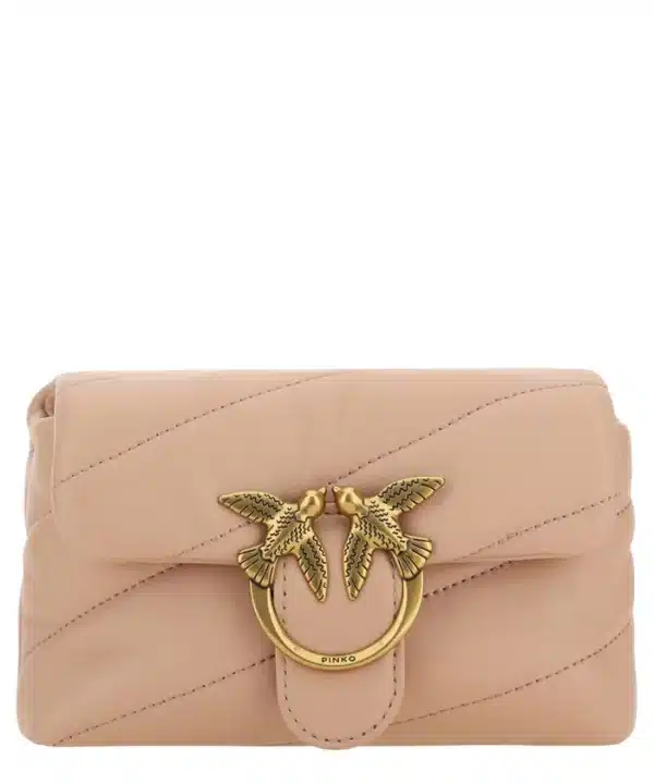 PINKO Chic Love Puff Bag - Blush Quilted Crossbody 1