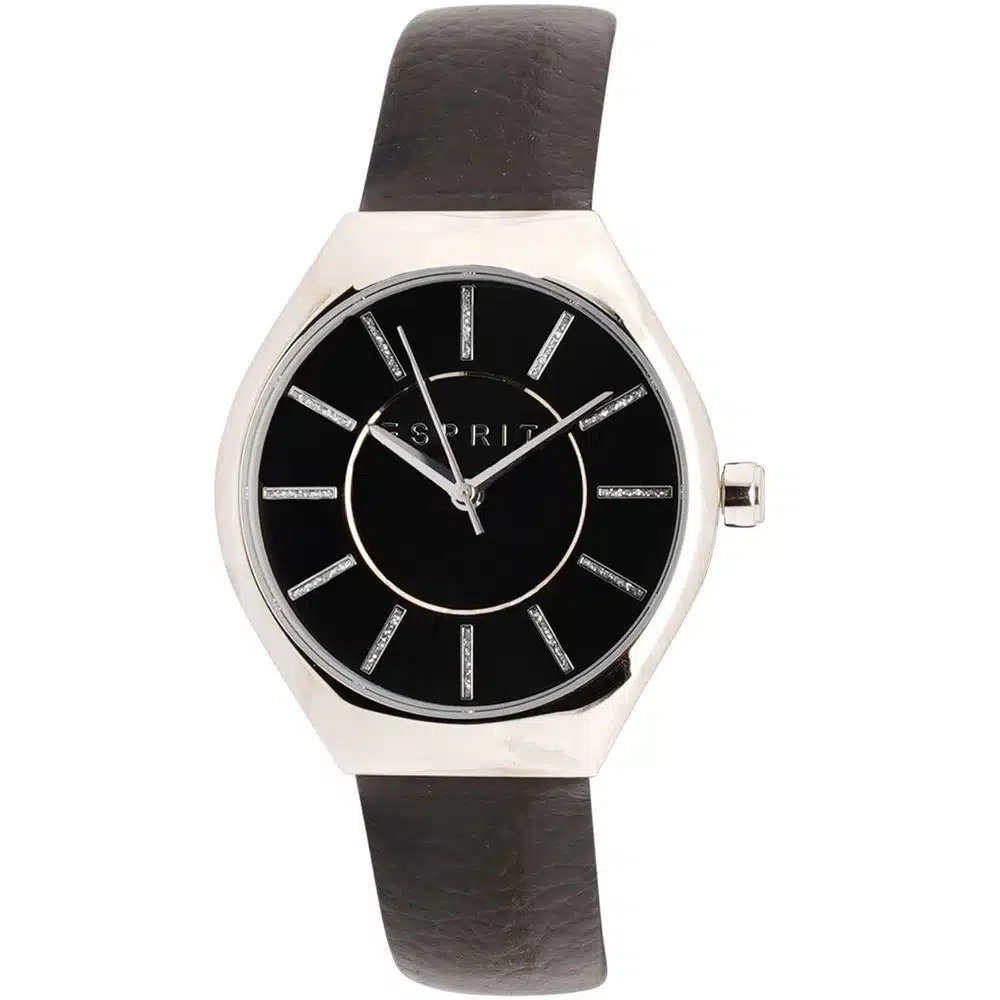 Esprit Silver Women Watch - Black Leather Strap