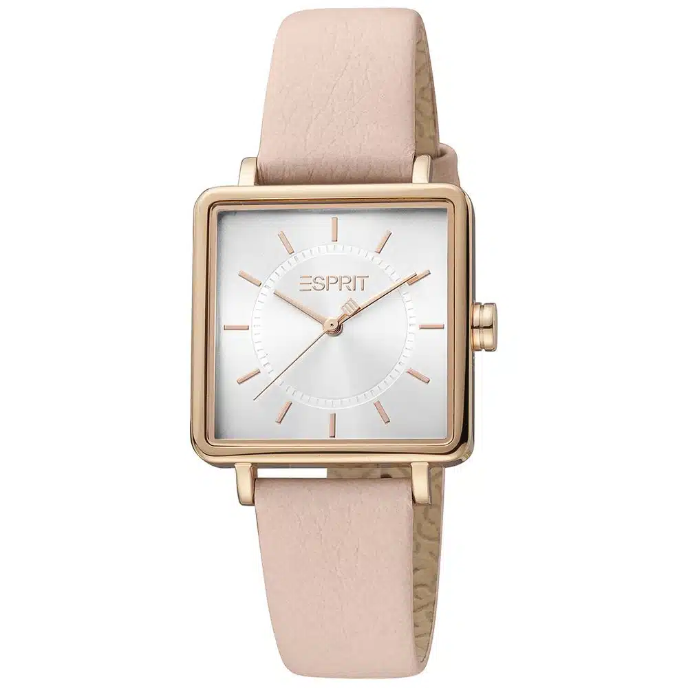 Esprit Rose Gold Square Women Watch - Leather