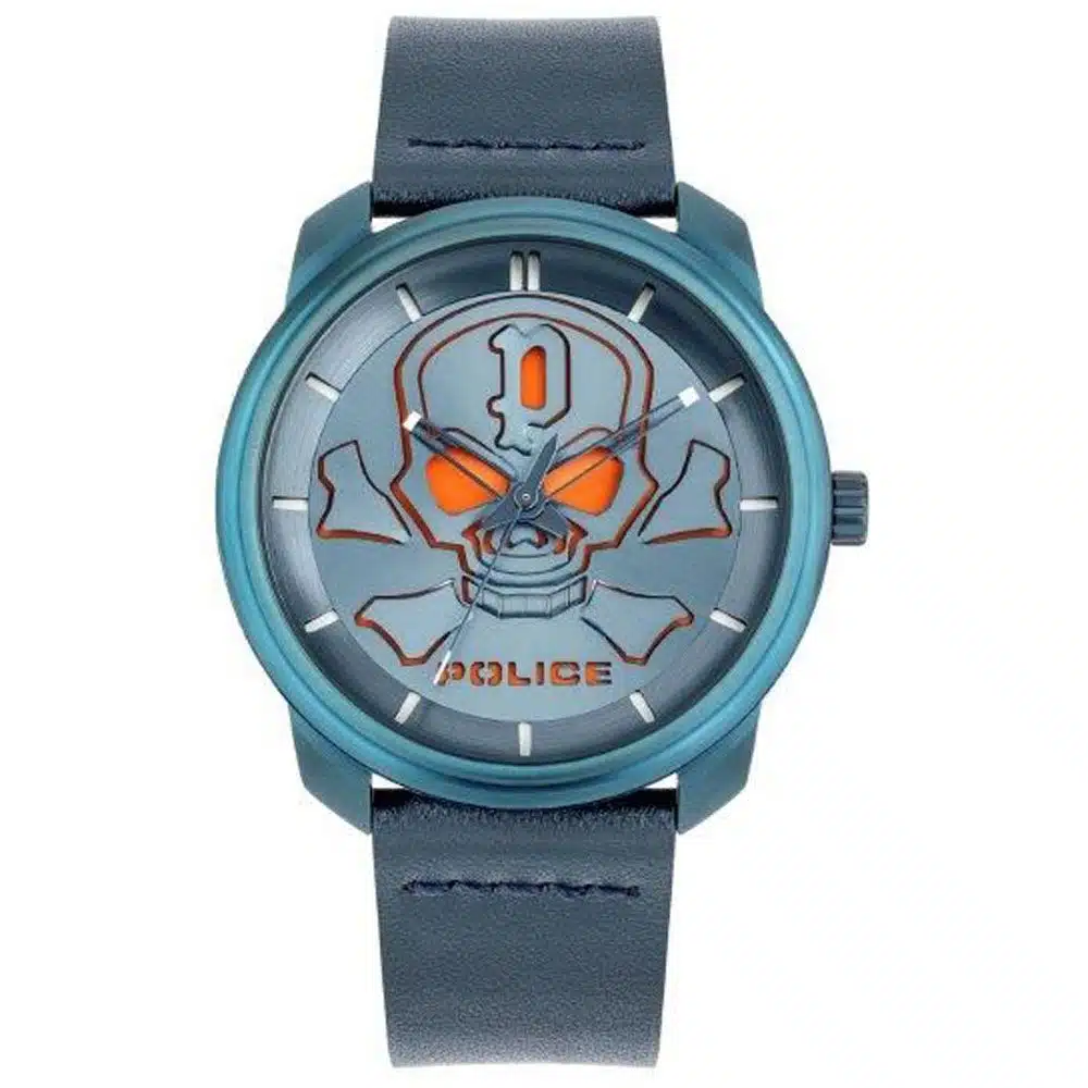 Police Mannen Horloge Blauw Skull