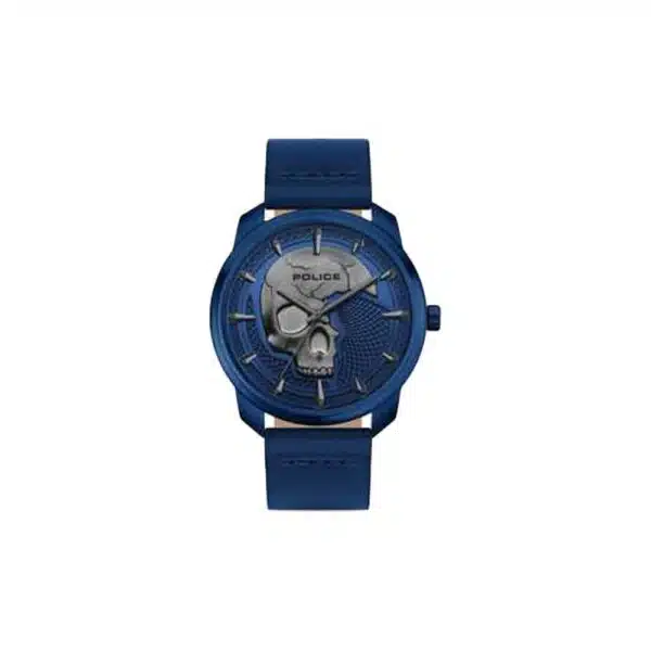 Police doodshoofd ontwerp horloge blauw