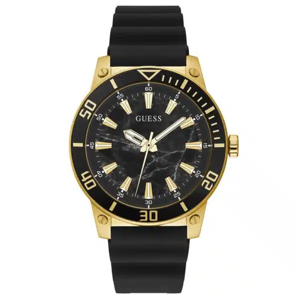 Guess Men's Watch - Black Strap and Gold Case