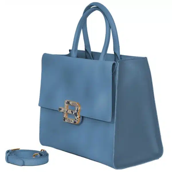 Baldinini Trend Light Blue Calfskin Side With Strap